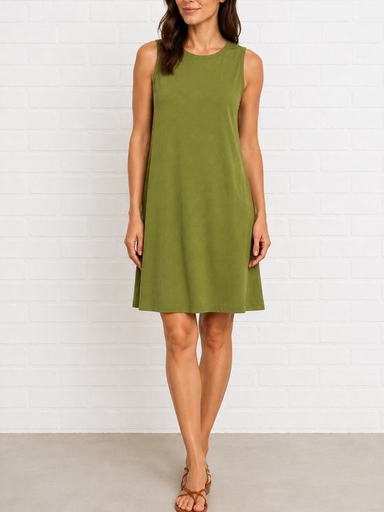 Eileen Fisher Dresses & Skirts - Eileen Fisher Green Organic Cotton Tank Dress S Sleeveless Shift Mini Casual